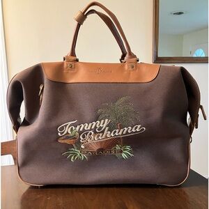 NWOT Tommy Bahama Leather Canvas Carry Tote 👜 Soft Luggage 🧳 Carryon